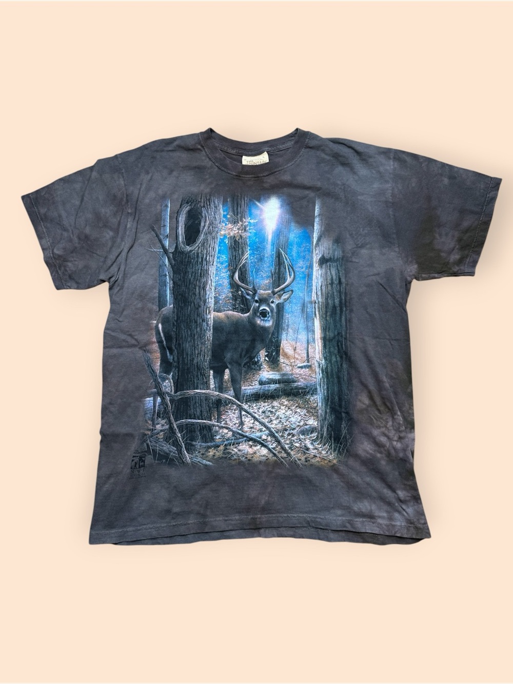 Vintage 1990s The Mountain Tie Dye Deer Wilderness T Shirt Large Brown Vtg 90s